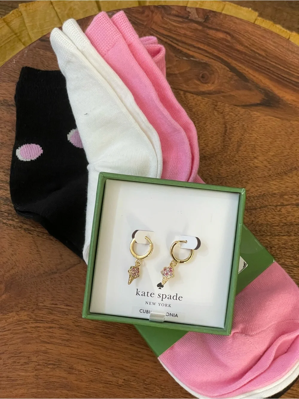 KATE SPADE 3 Pair Socks & Ice Pop Earring Bundle